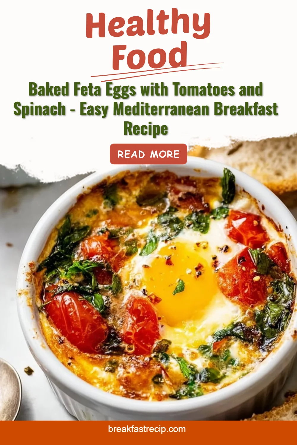 Baked Feta Eggs with Tomatoes and Spinach
