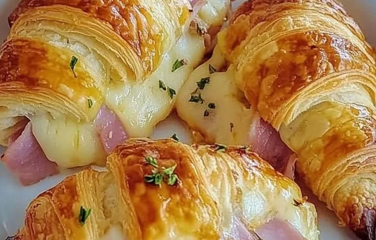 Baked Ham and Cheese Croissants