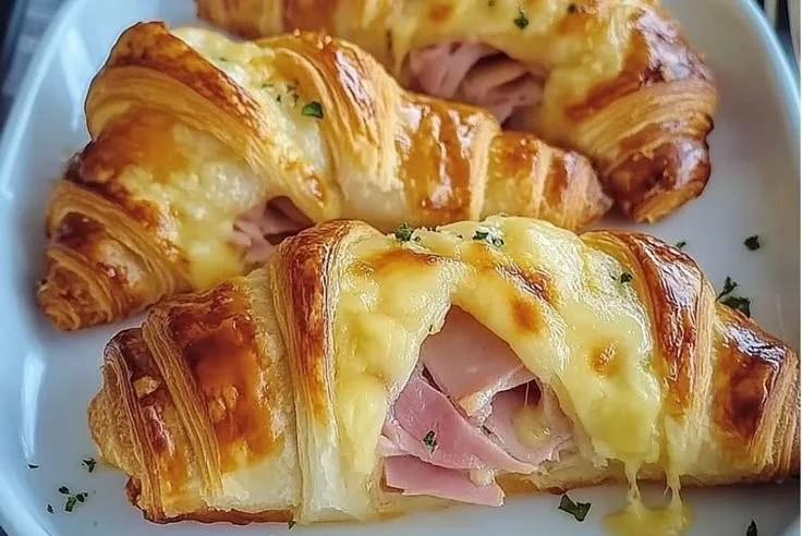 Baked Ham and Cheese Croissants