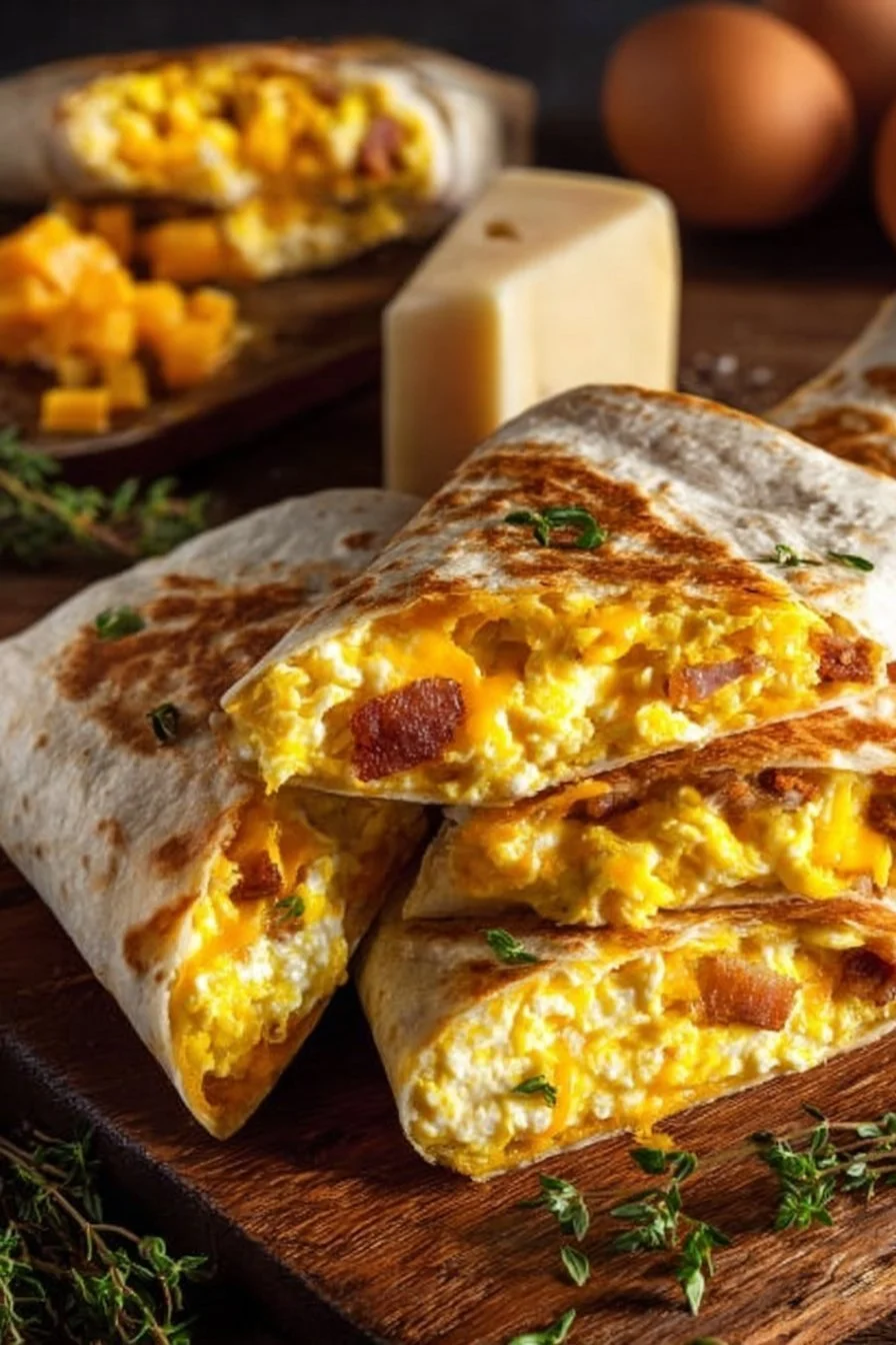 Breakfast Crunchwraps with Eggs 1 Delicious breakfast crunchwraps filled with eggs and fresh ingredients