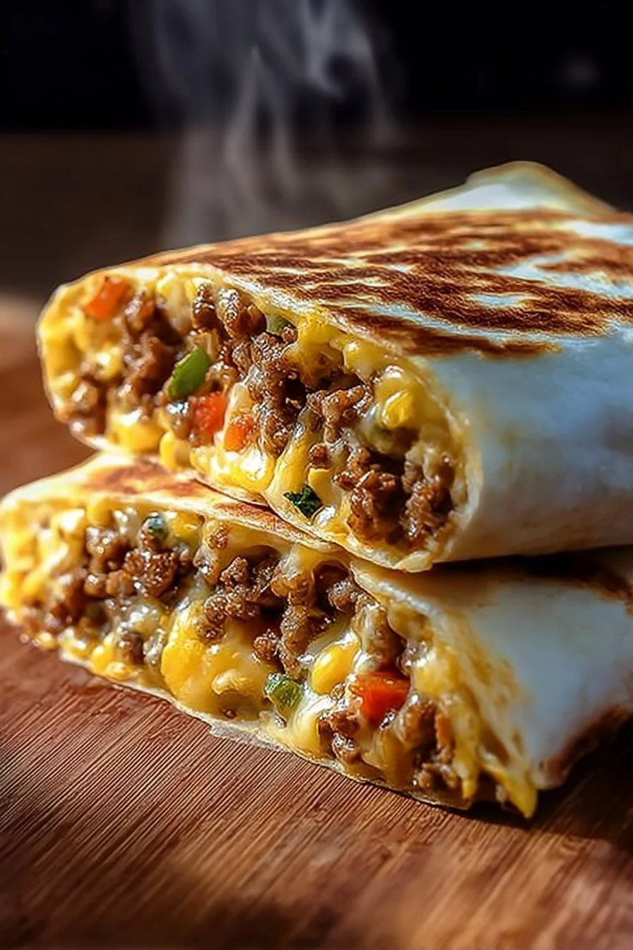 Homemade Easy Breakfast Crunchwrap Delight with ingredients layered inside a tortilla
