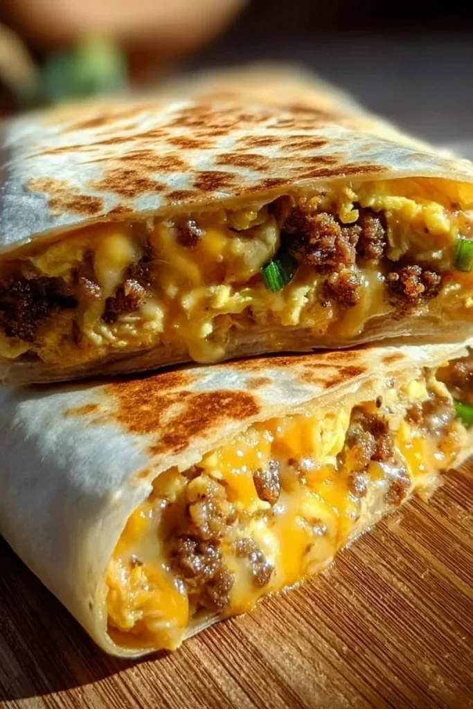 Delicious easy breakfast crunchwrap with eggs, cheese, and veggies