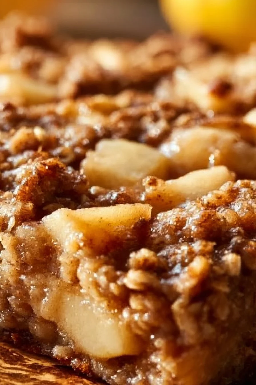 Delicious oatmeal apple breakfast bake with baked apples and spices