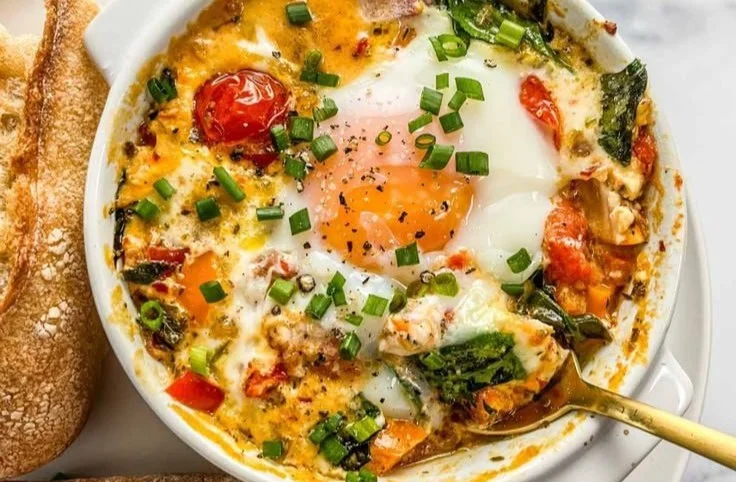 Baked Feta Eggs with Tomatoes and Spinach 6 Baked Feta Eggs with Tomatoes and Spinach