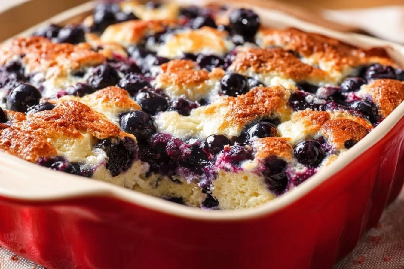 Blueberry Cottage Cheese Breakfast Bake 4 Blueberry Cottage Cheese Breakfast Bake served in a dish