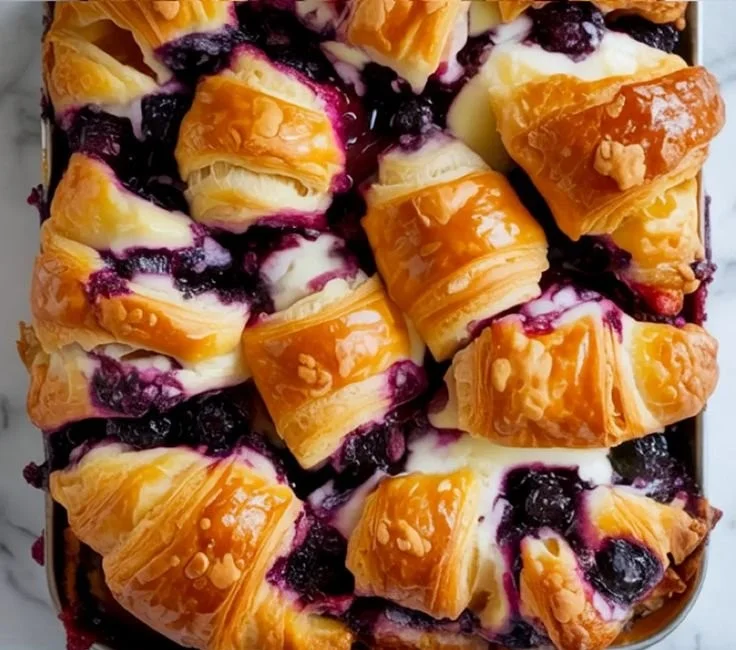 Blueberry Cream Cheese Croissant Casserole 5 Blueberry Cream Cheese Croissant Casserole