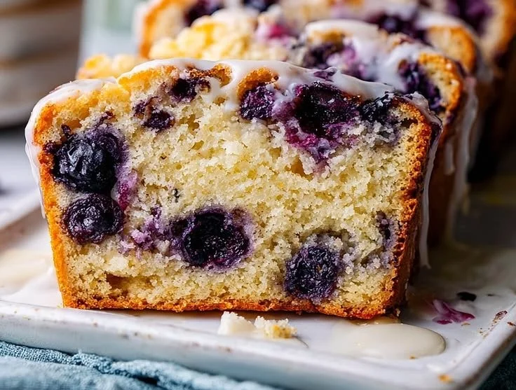 Blueberry Sourdough Bread with Lemon Glaze