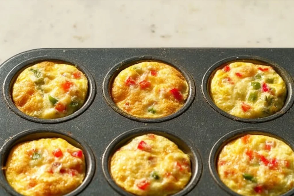 Delicious breakfast egg muffins baked with vegetables and cheese