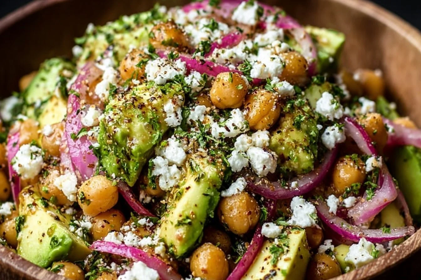 Chickpea Feta Avocado Salad 4 Chickpea Feta Avocado Salad with vibrant vegetables and dressing