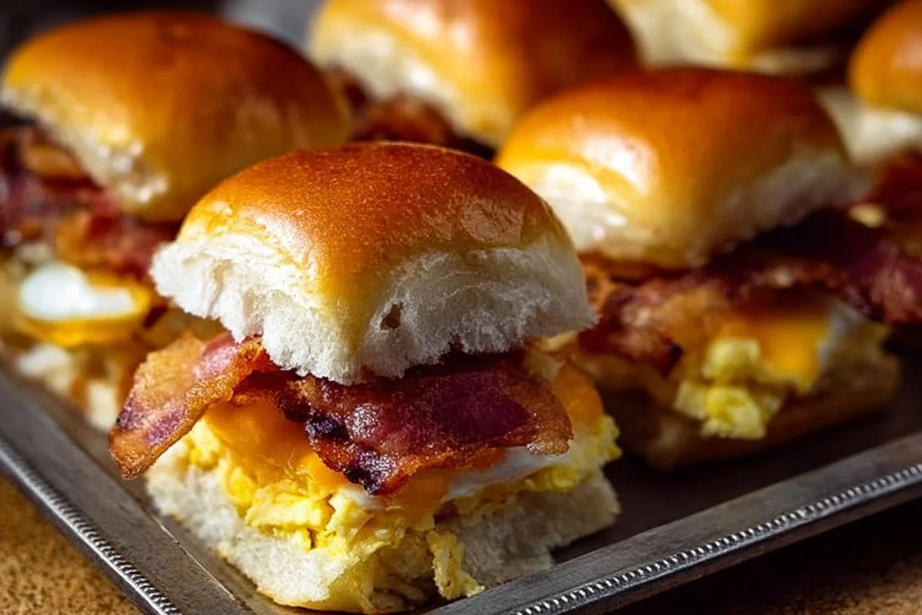 Delicious Crack Breakfast Sliders served on a platter