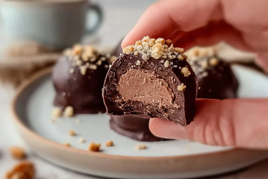 High Protein Double Chocolate Frozen Yogurt Bites in a bowl