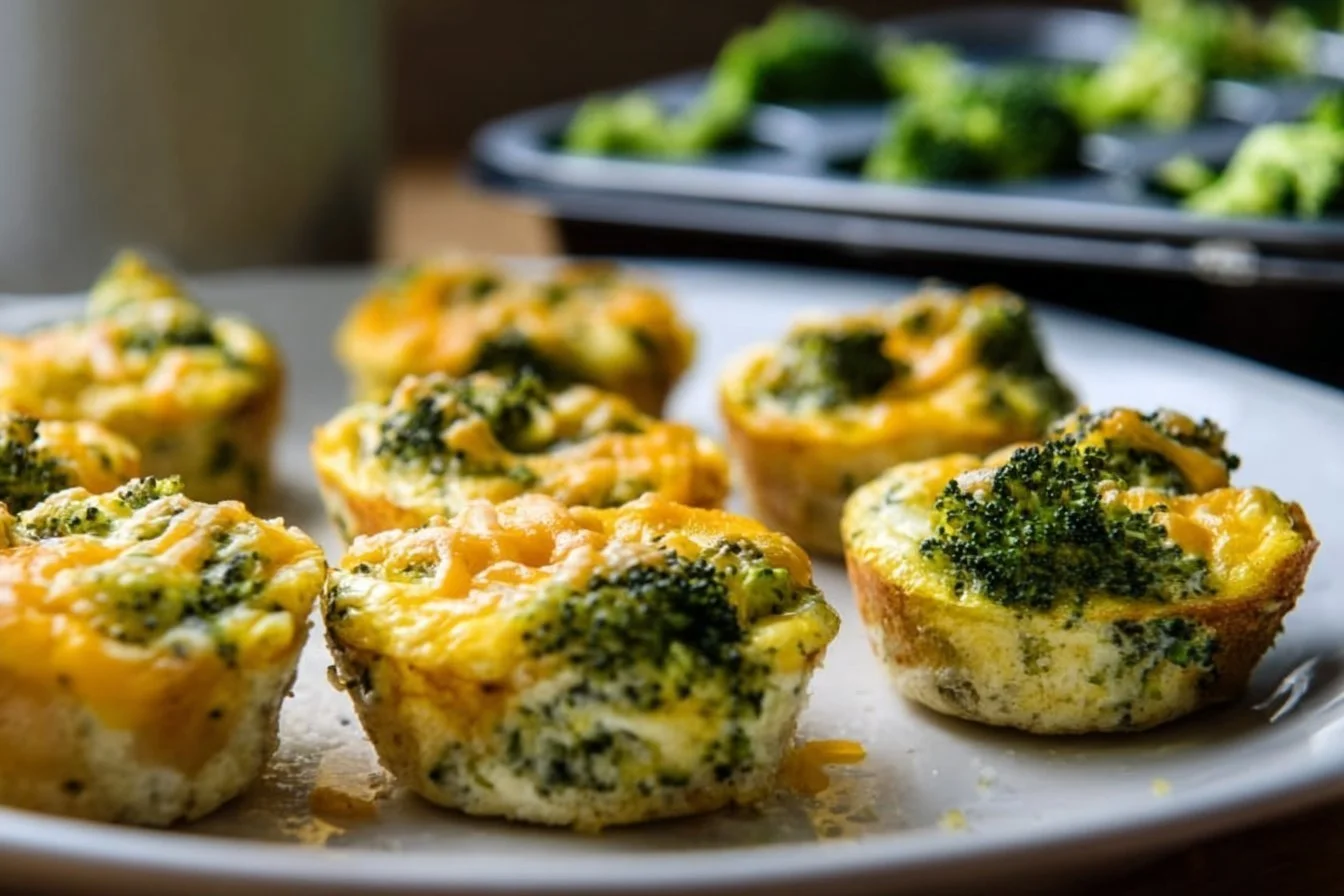 Healthy meal prep broccoli cheese egg muffins fresh out of the oven