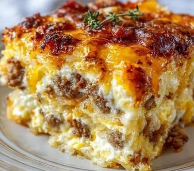 Sausage Egg and Cream Cheese Hashbrown Casserole 7 Sausage Egg and Cream Cheese Hashbrown Casserole