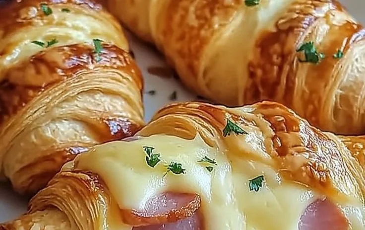Baked Ham and Cheese Croissants 8 Baked Ham and Cheese Croissants