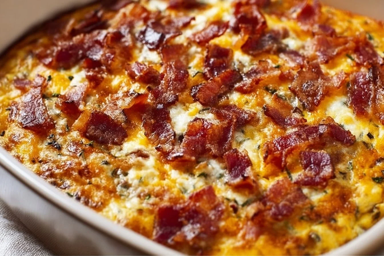 Best Crack Breakfast Casserole 4 Delicious Best Crack Breakfast Casserole served in a baking dish topped with cheese.