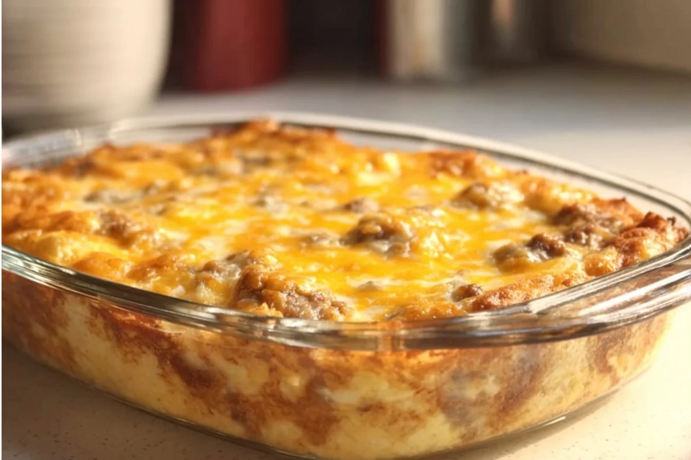 Biscuits and Gravy with Sausage and Egg Breakfast Casserole