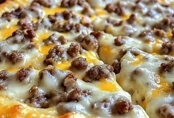 Biscuits and Sausage Gravy Breakfast Pizza