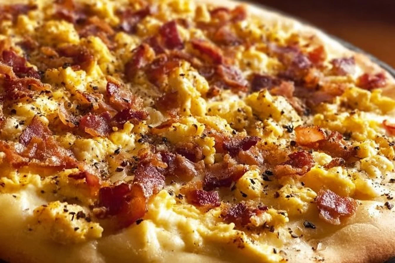 Breakfast Pizza with Scrambled Eggs and Bacon 6 Breakfast Pizza with Scrambled Eggs and Bacon