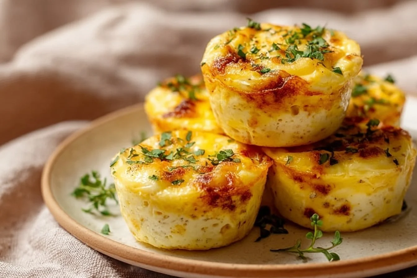 Cheesy muffin tin cottage cheese egg bites ready for serving