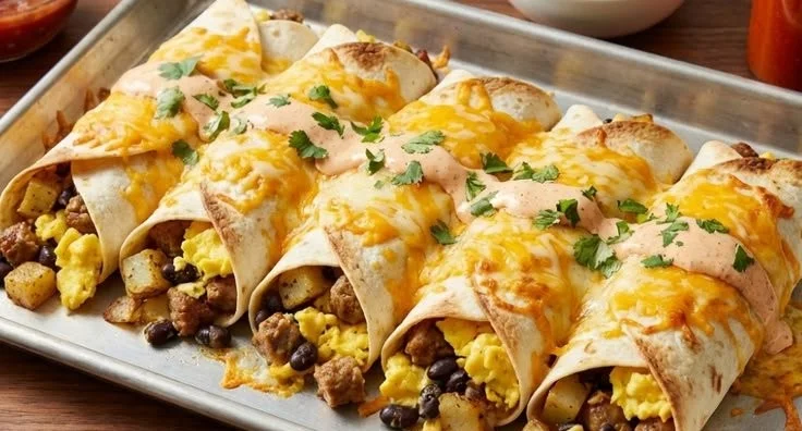 Cheesy Sheet Pan Breakfast Burritos 5 Cheesy Sheet Pan Breakfast Burritos
