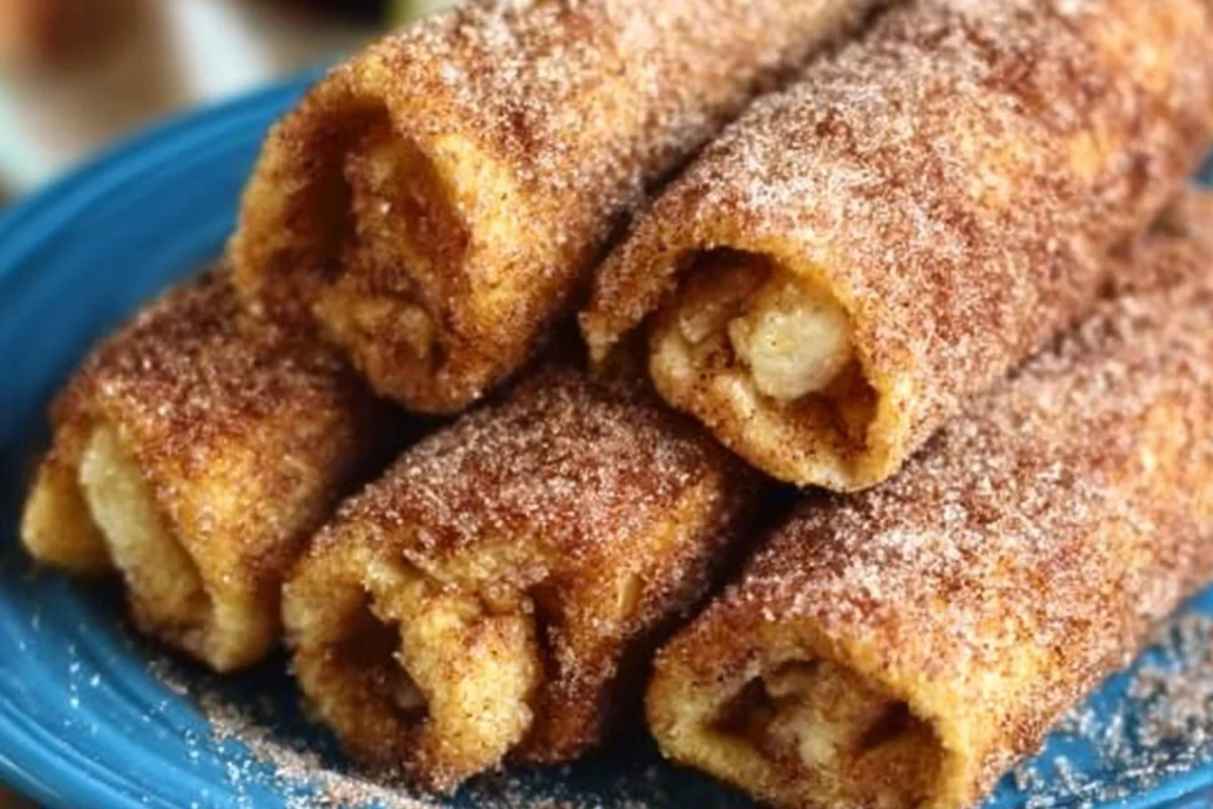 Cinnamon Sugar French Toast Roll-Ups served on a plate with a dusting of powdered sugar