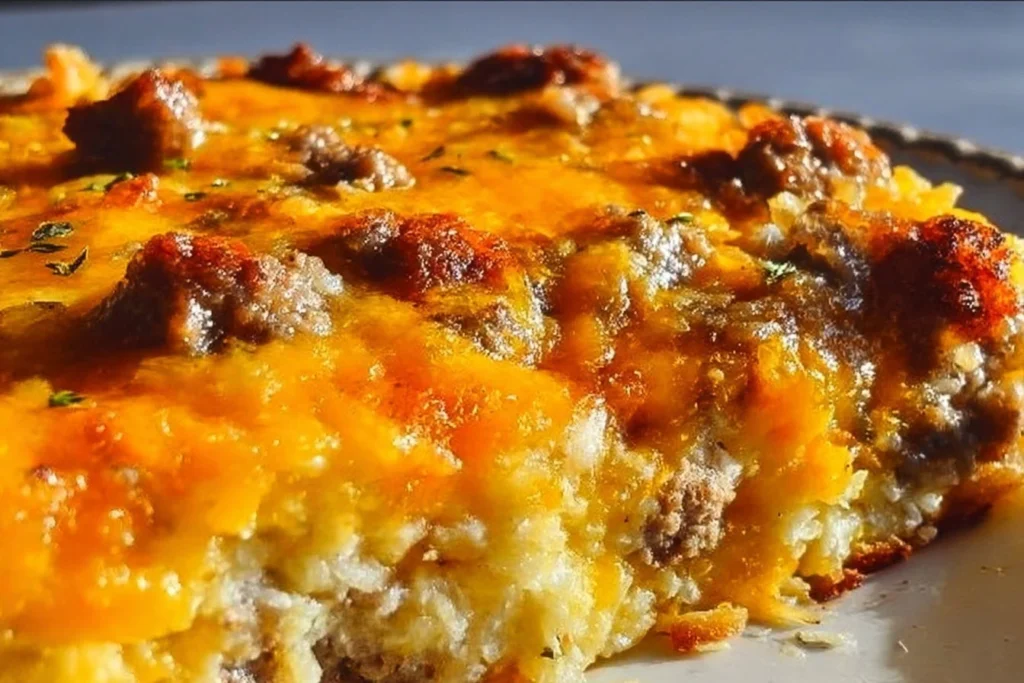 Classic Breakfast Hashbrown Casserole served warm on a breakfast table