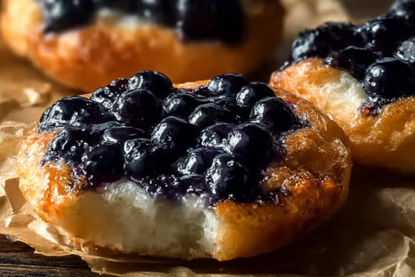 Cottage Cheese Blueberry Cloud Bread served on a plate with fresh blueberries