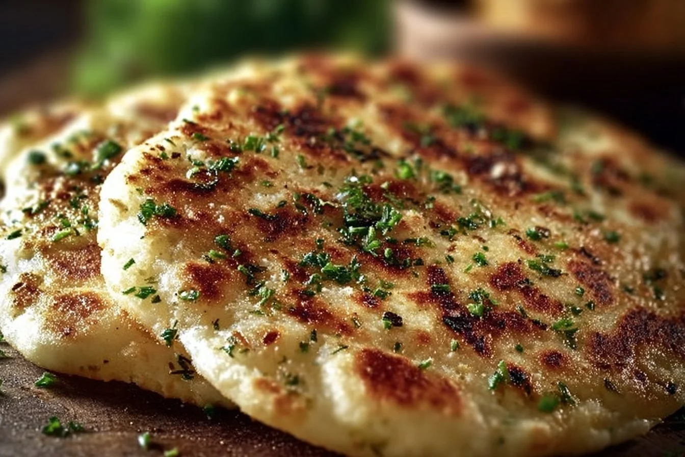 Homemade cottage cheese flatbread served with fresh toppings