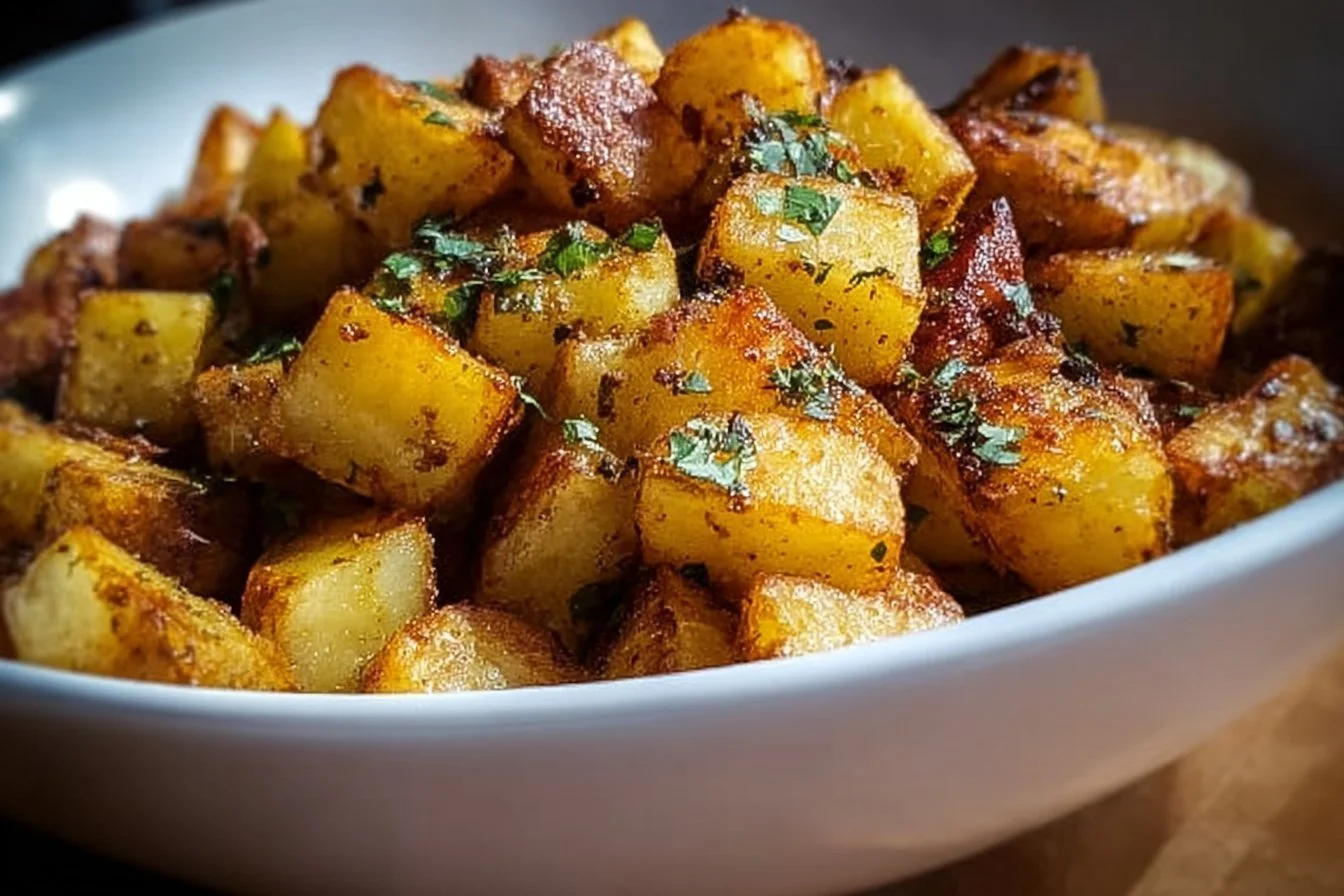 Delicious and crispy breakfast potatoes served in a bowl