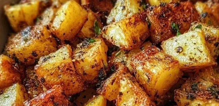 Crispy and golden easy breakfast potatoes served on a plate