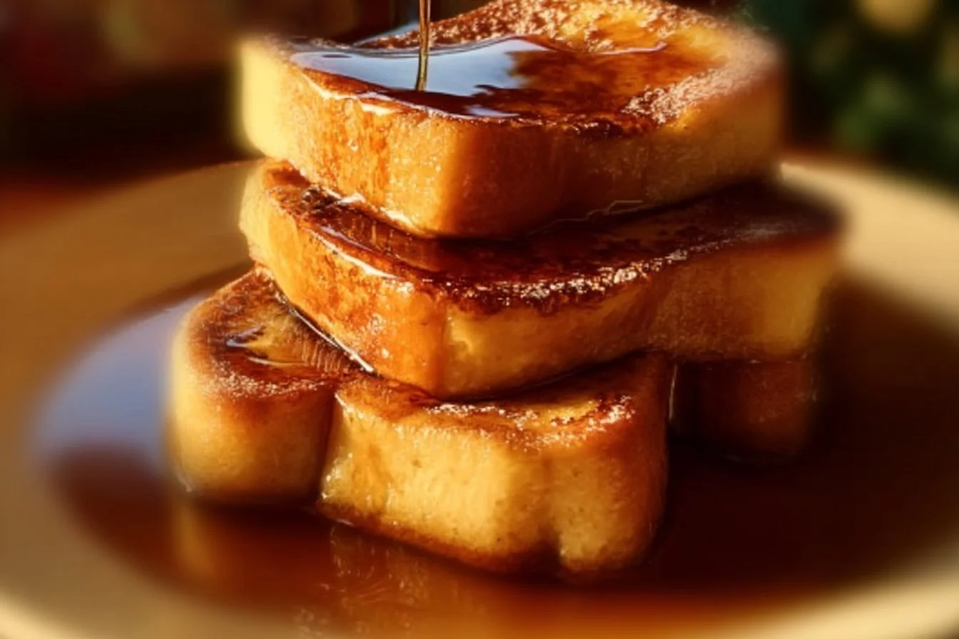Hawaiian Roll French Toast 4 Hawaiian Roll French Toast topped with syrup and fruit