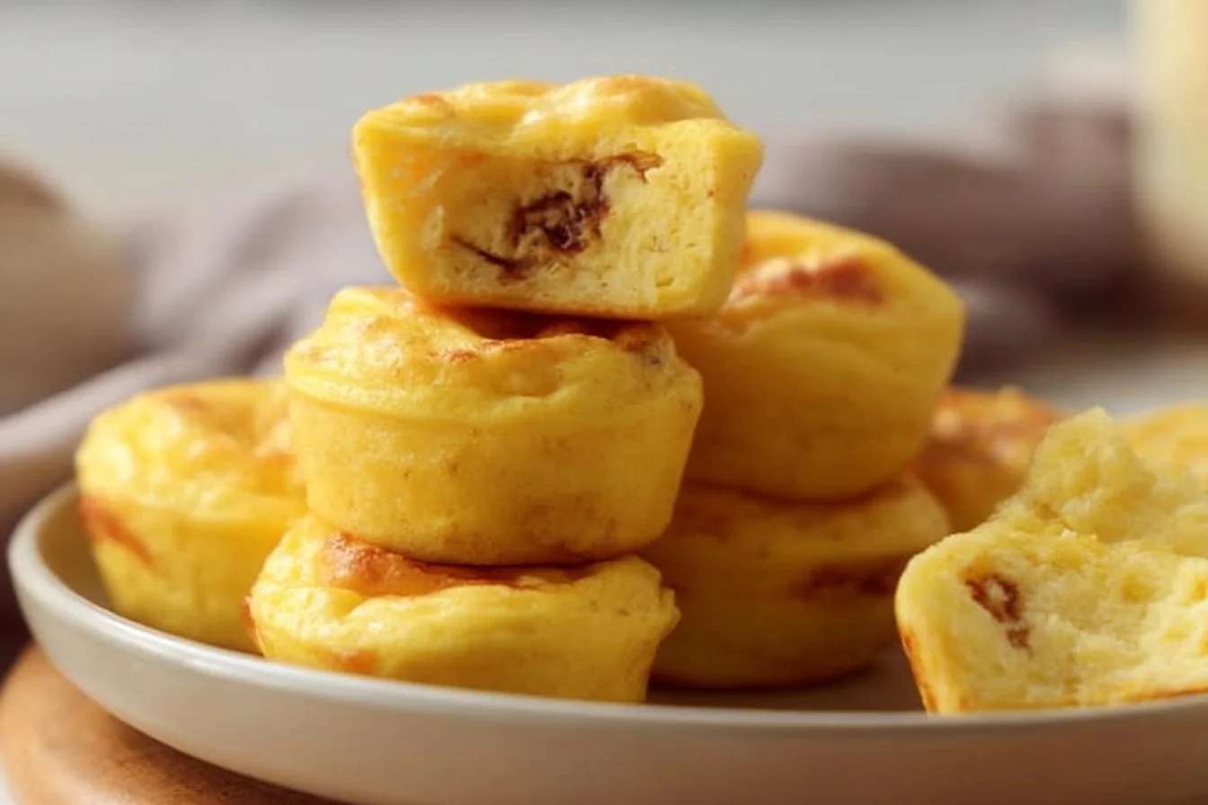 Oven baked Starbucks egg bites ready to serve on a plate.