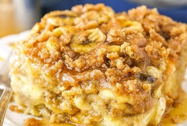 Overnight Baked Banana French Toast Casserole