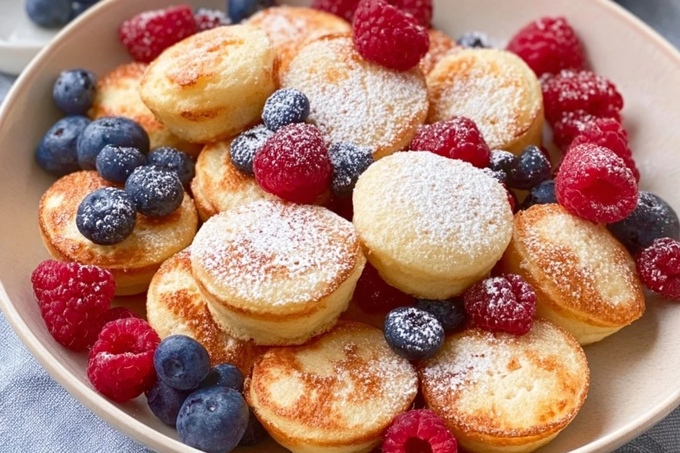 Delicious pancake mini muffins served on a plate