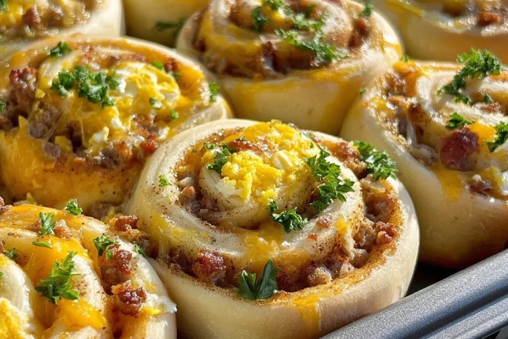 Delicious savory breakfast rolls fresh out of the oven