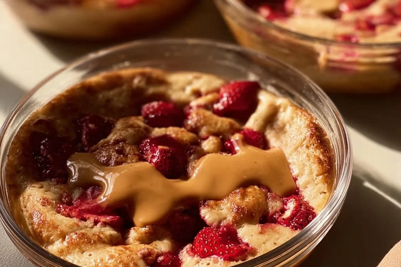 Single Serving Fluffy Baked Protein Pancake Bowls 5 Fluffy baked protein pancake bowl served with fresh fruits and maple syrup
