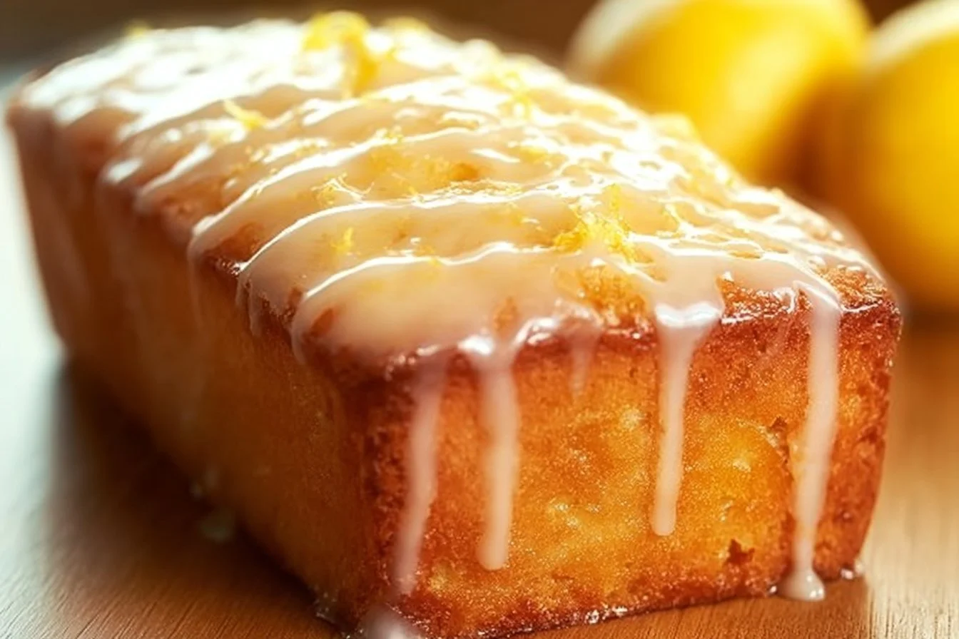 Homemade Starbucks copycat lemon loaf with a glaze on top