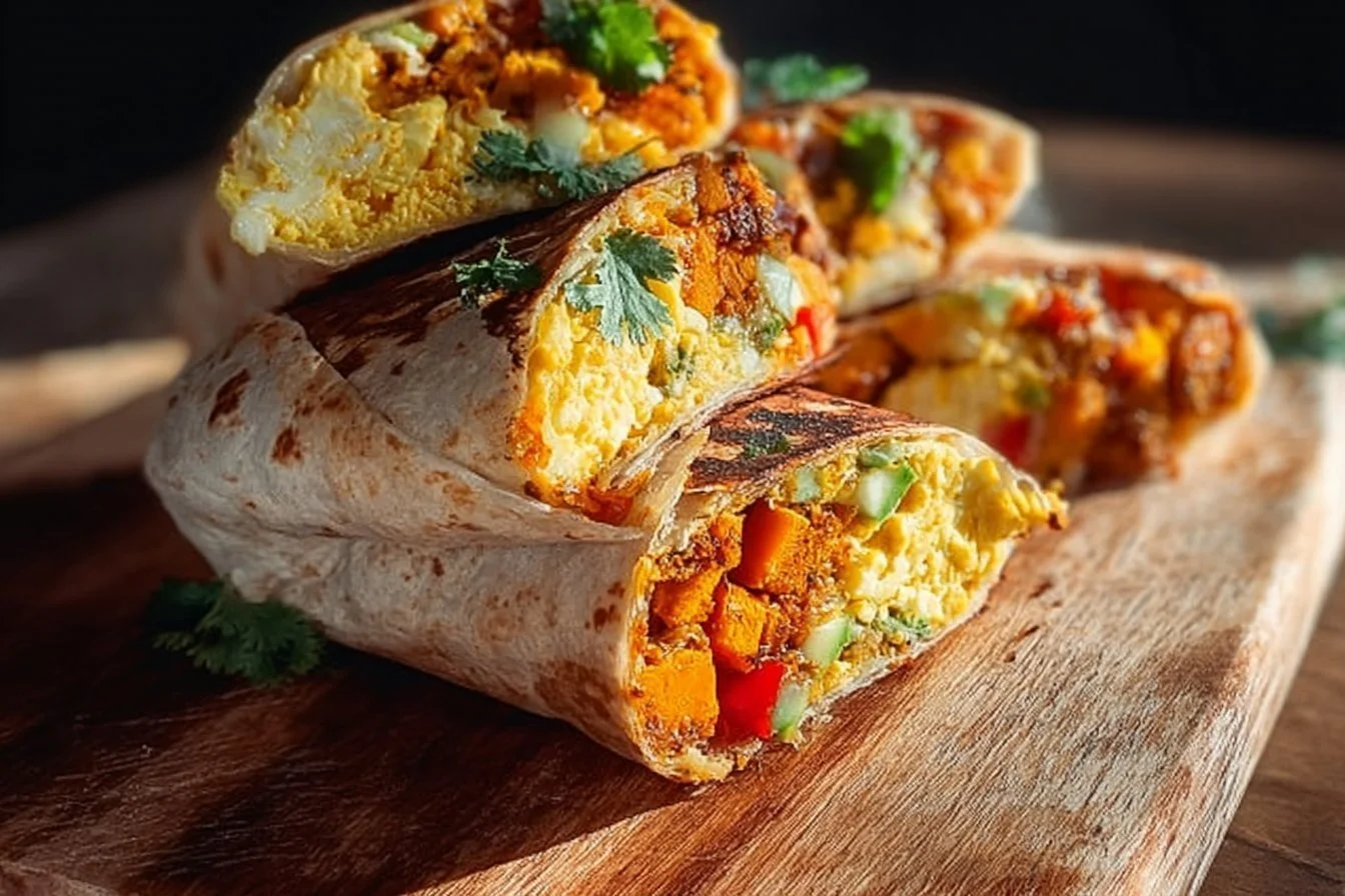 Sweet Potato Breakfast Burritos filled with nutritious ingredients