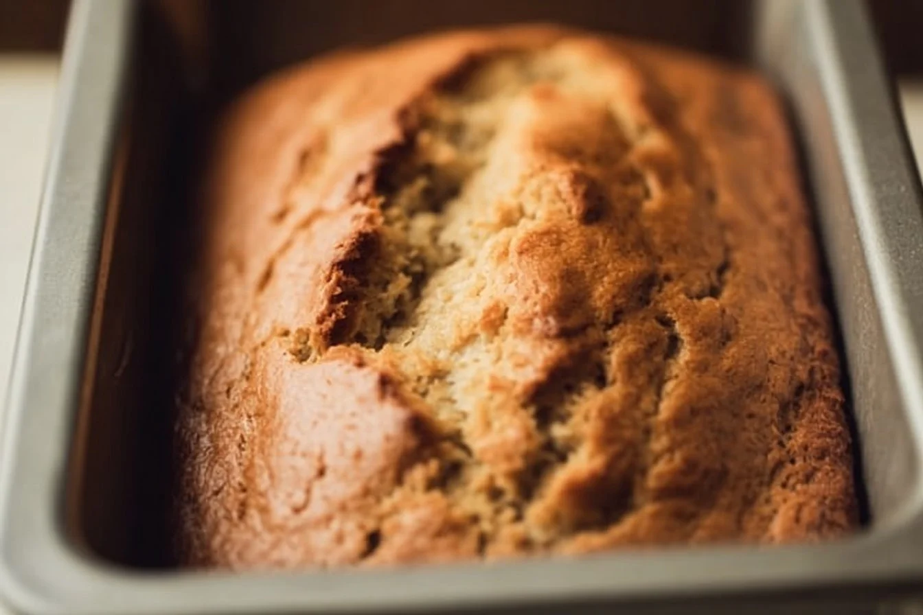 Slice of ultimate high-protein banana bread on a wooden board