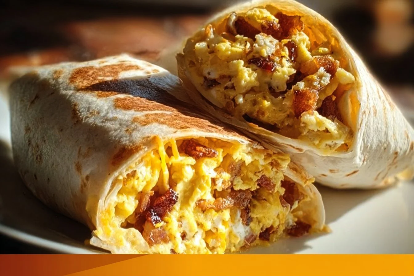 20-Minute Healthy Caramelized Onion and Cheese Breakfast Burrito Bliss