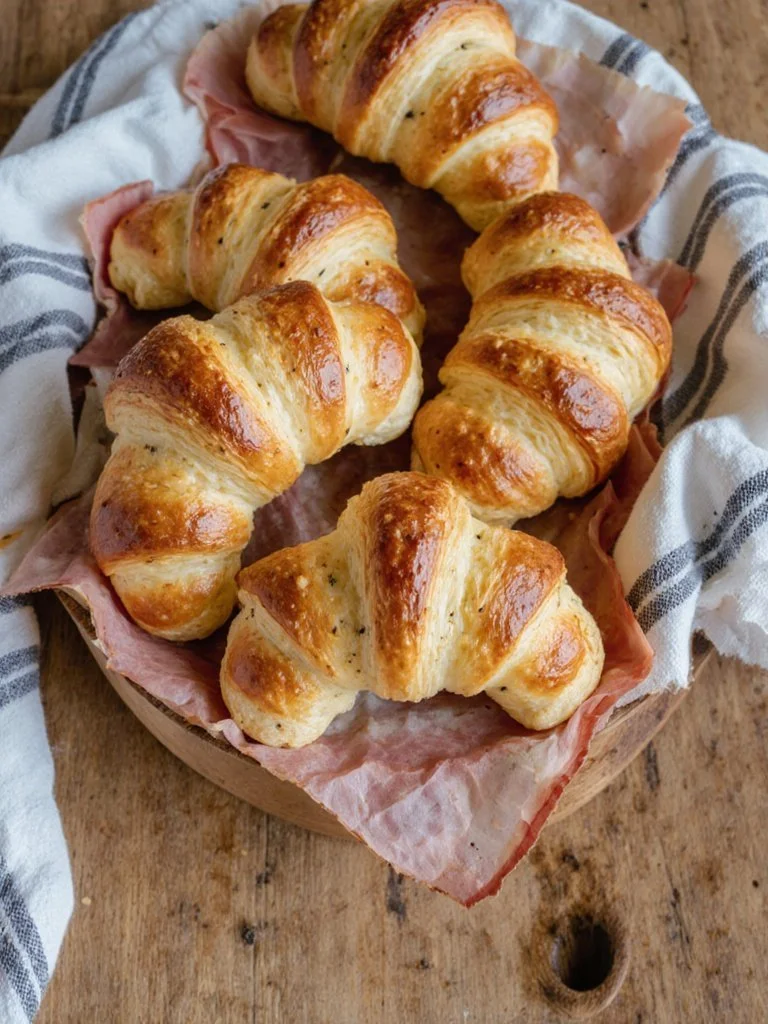 Baked Ham and Cheese Croissants