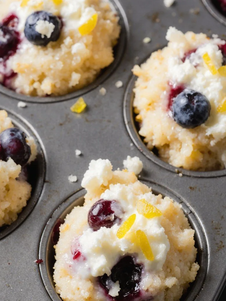 Blueberry and lemon zest cottage cheese bites ready to serve as a healthy snack.