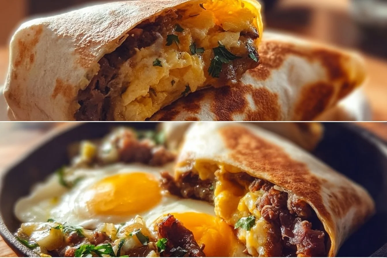Delicious breakfast quesadillas with eggs, cheese, and vegetables on a plate