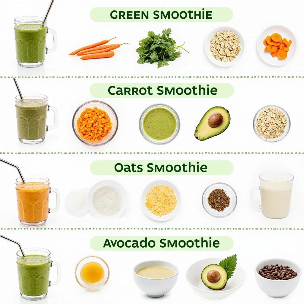 Breakfast Smoothie 4 Healthy breakfast smoothie with fruits and vegetables in a blender