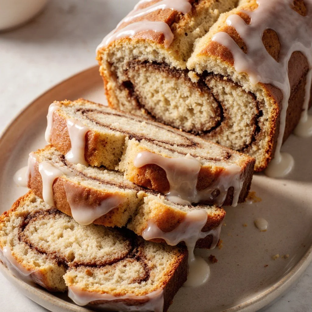 Cinnamon Roll Cottage Cheese Loaf, a delicious baked treat with cinnamon swirls