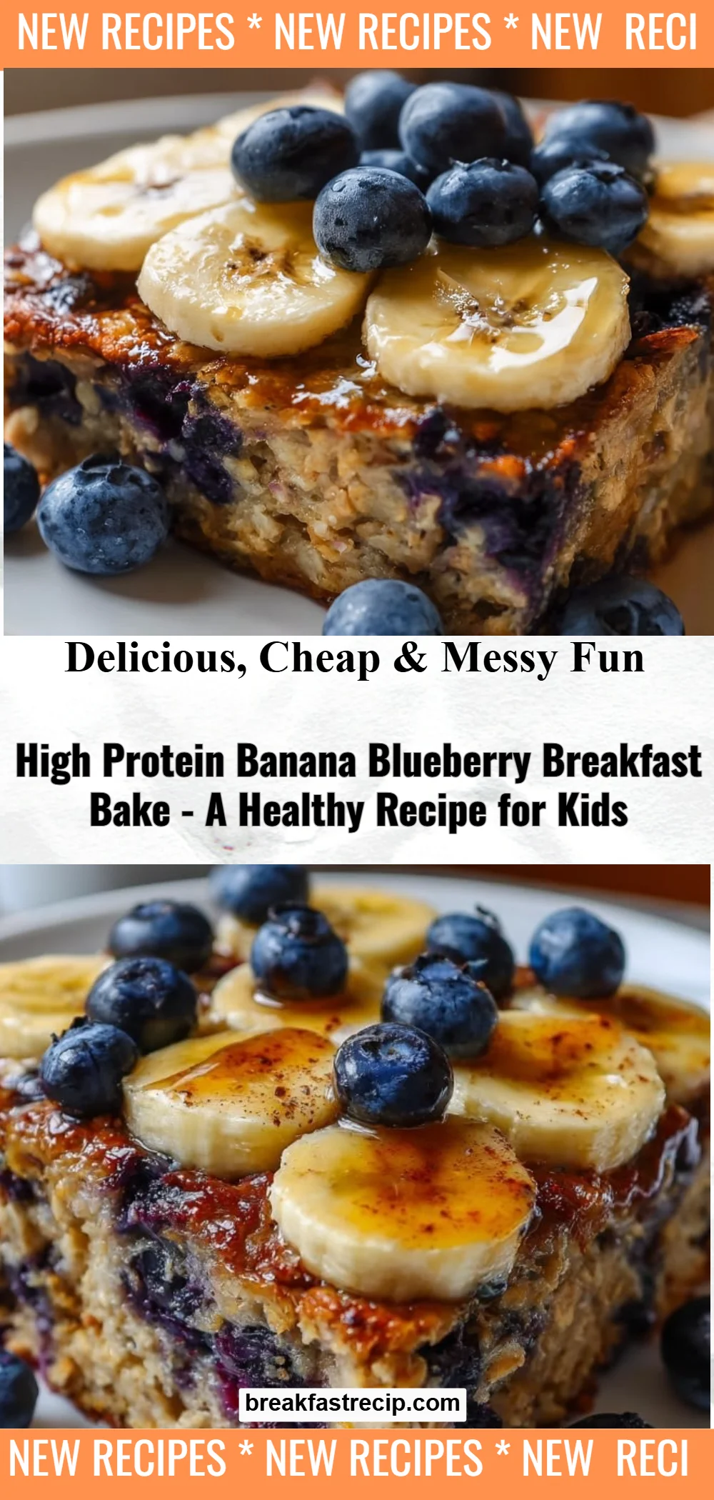 High Protein Banana Blueberry Breakfast Bake