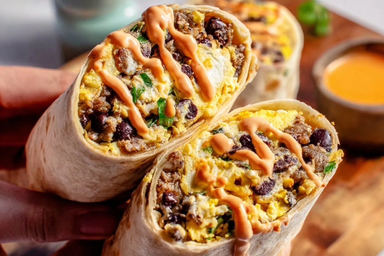 High-Protein Breakfast Burrito 5 Delicious high-protein breakfast burrito filled with eggs and veggies