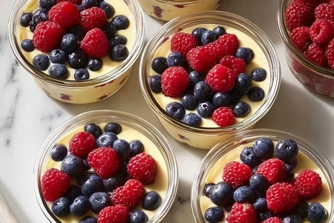 High protein pancake bowls topped with fresh fruits and nuts