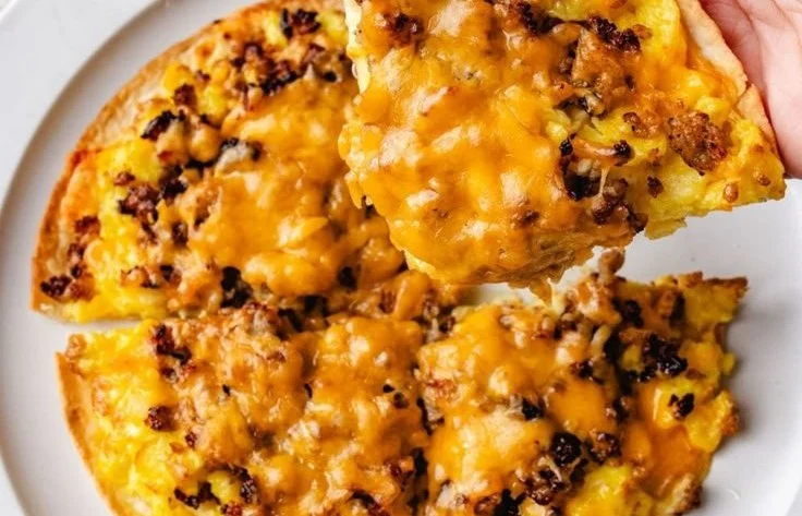 High Protein Sausage and Egg Breakfast Pizza