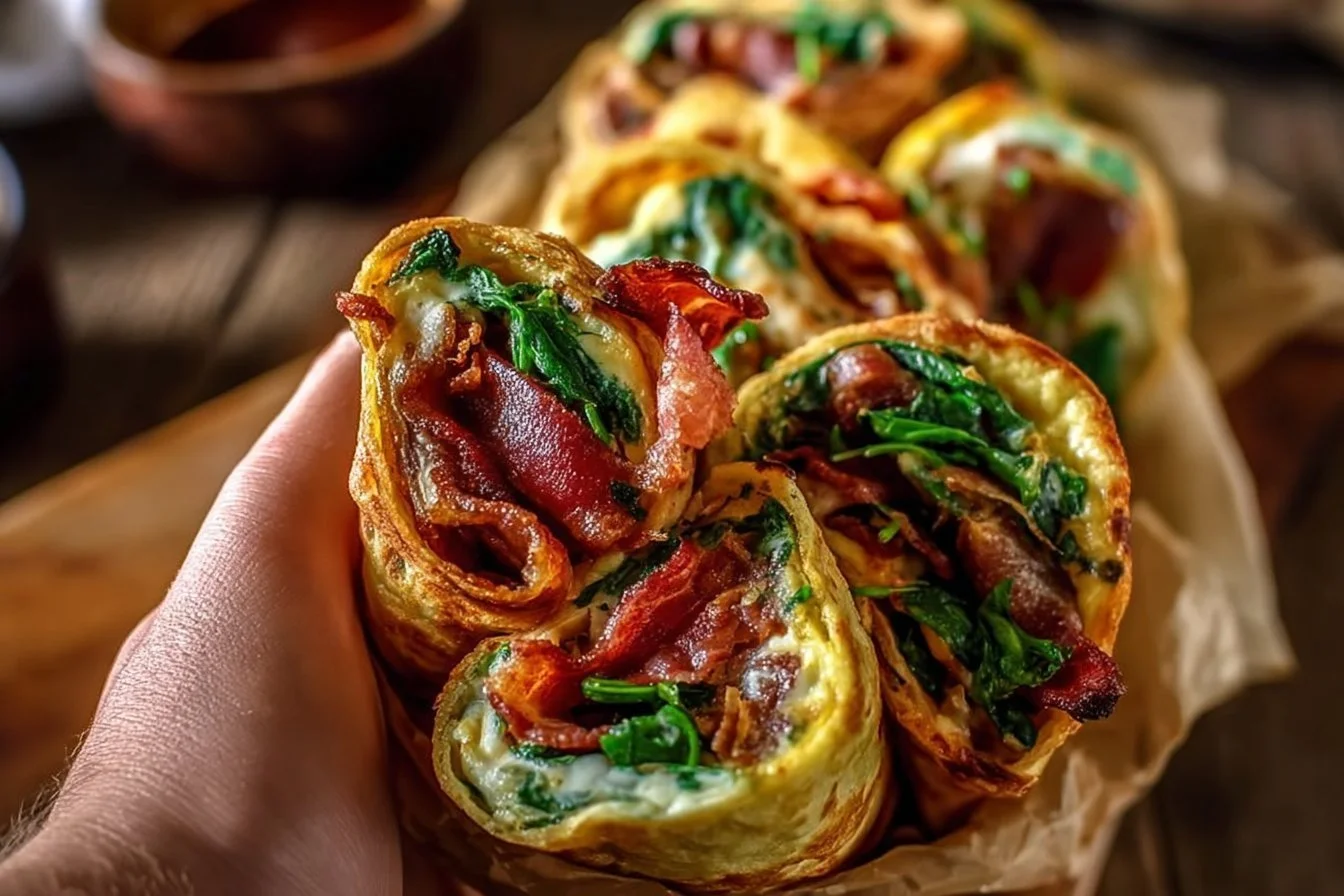 Delicious Keto Breakfast Egg Wraps filled with healthy ingredients.